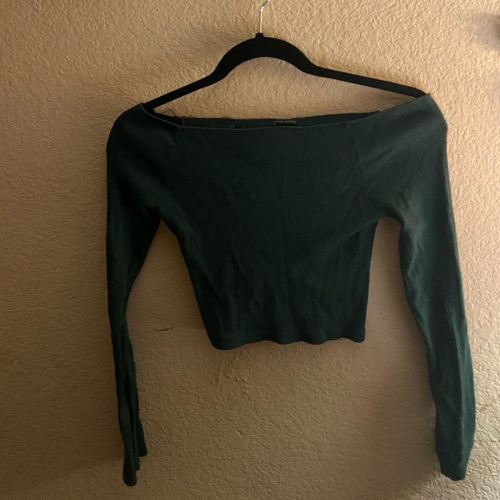 Brandy Melville Green Off the shoulder top!